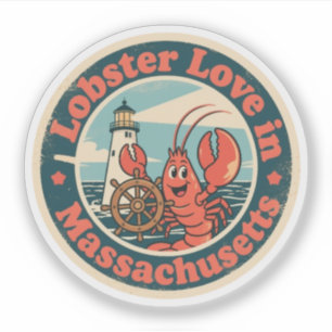 Sticker Phare de homard vintage amusant du Massachusetts 