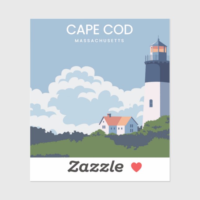 Sticker Phare du Massachusetts de Cape Cod (Feuille)