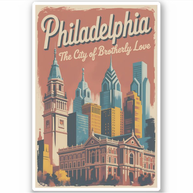 Sticker Philadelphie Pennsylvanie Illustration Art de voya (Devant)