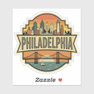Sticker Philadelphie Pennsylvanie Skyline Voyage Rétro