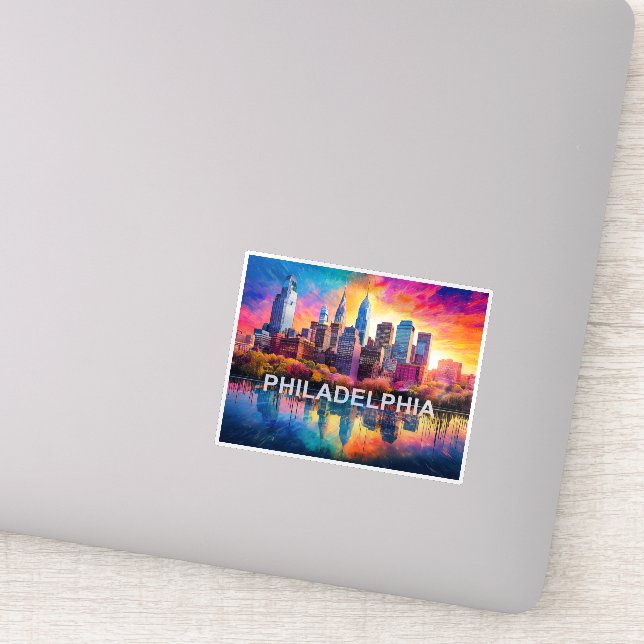 Sticker Philadelphie Skyline Art Abstrait (Détail)