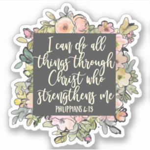 Sticker Philippiens 4:13 Bible Verse Joli Pastel Floral