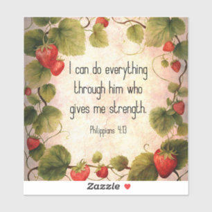 Sticker Philippiens 4:13 Verset de la Bible sur un design 