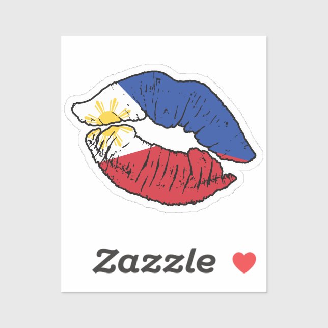 Sticker Philippines Drapeau d'amour en bâton à lèvres (Feuille)