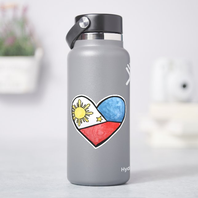 Sticker Philippines Flag Heart Art Fierté Philippine Pinay (HydroFlask)