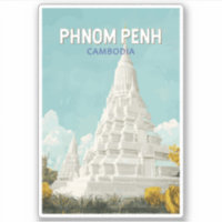 Phnom Penh Cambodge Illustration Voyage Art Retro