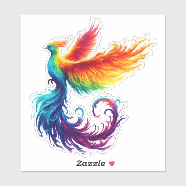 Sticker Phoenix coloré Diversité des oiseaux LGBTQ Aimer t (Feuille)