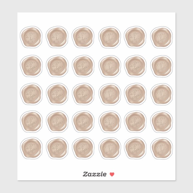 Sticker Phoques de cire Monogramme Rose Gold Faux (Feuille)