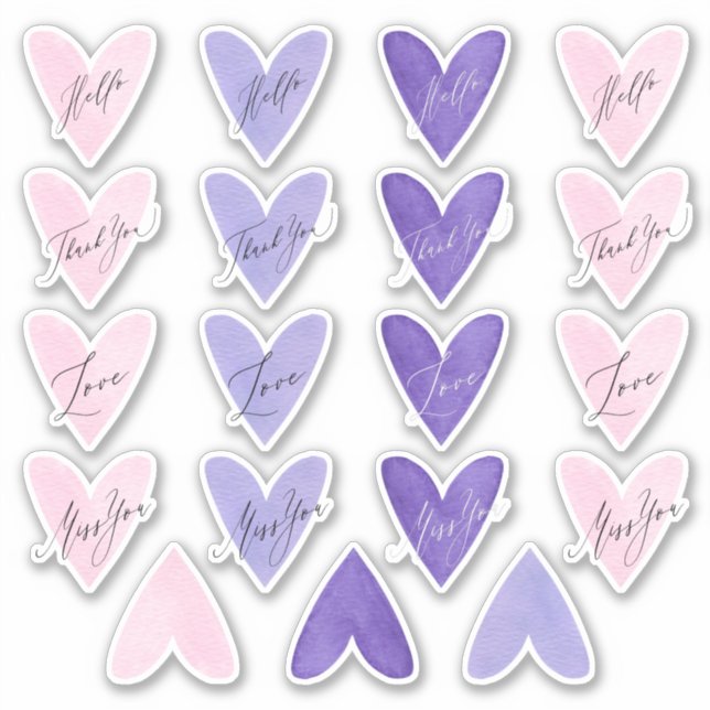 Sticker Phoques d'enveloppes cardiaques rose et violet (Devant)