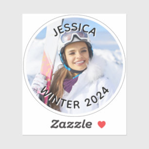 Sticker Photo de famille en texte incurvé noir et blanc