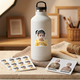 Sticker Photo de visage de bébé drôle personnalisée Grand-