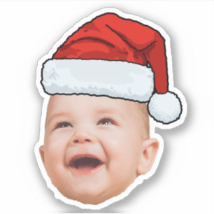 Sticker Photo de visage de bébé personnalisé Noël du Père 