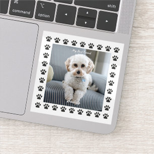 Sticker Photo du chien, nom, Mon meilleur ami, Empreintes