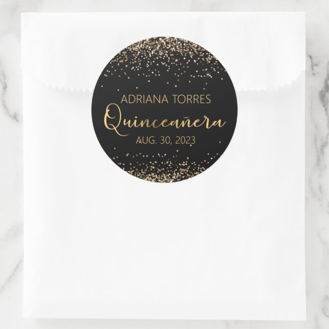 Sticker photo en or noir Quinceanera Favoriser Rou (Sac)