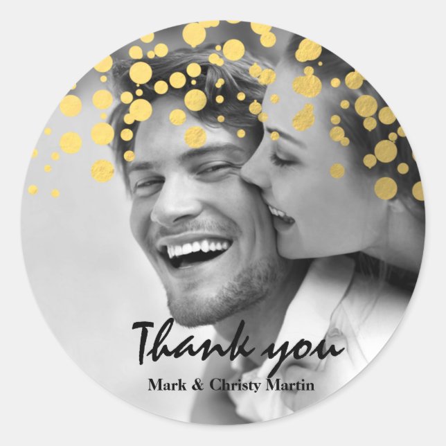 Sticker Photo Faveur Gold Foil Confetti personnali (Devant)
