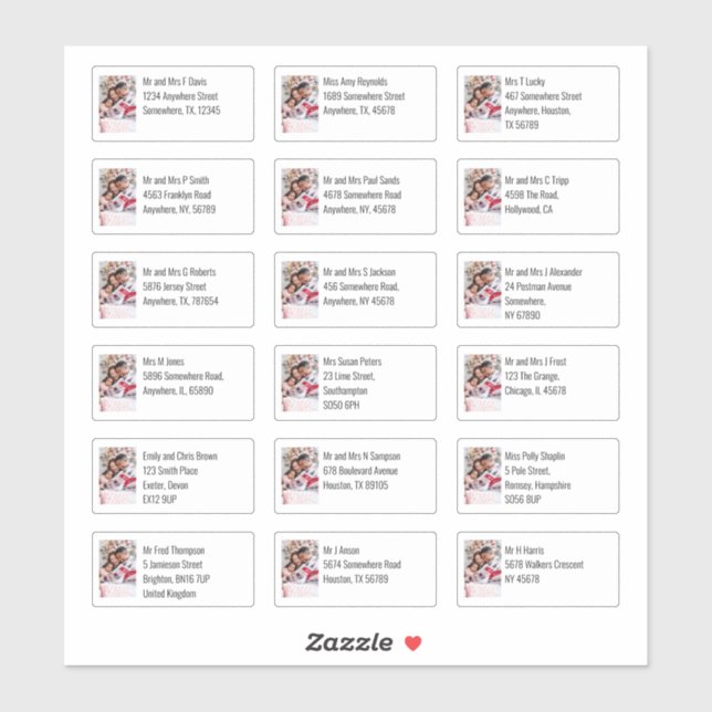 Sticker Photo personnalisée 18 Adresses des noms de destin (Feuille)