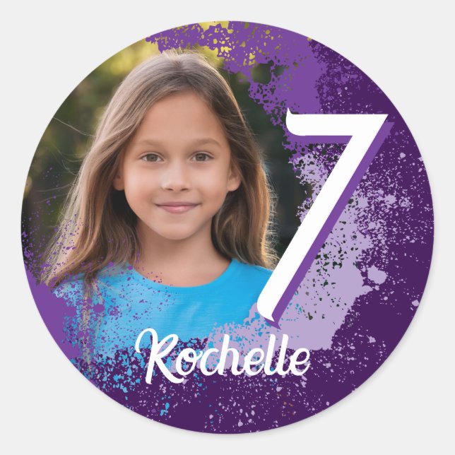 Sticker photo pour peinture violette - âge 7 (Devant)
