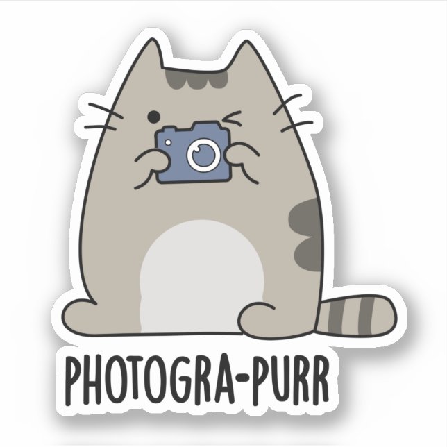 Sticker Photogra-purr Funny Chat Photographe Pun (Devant)