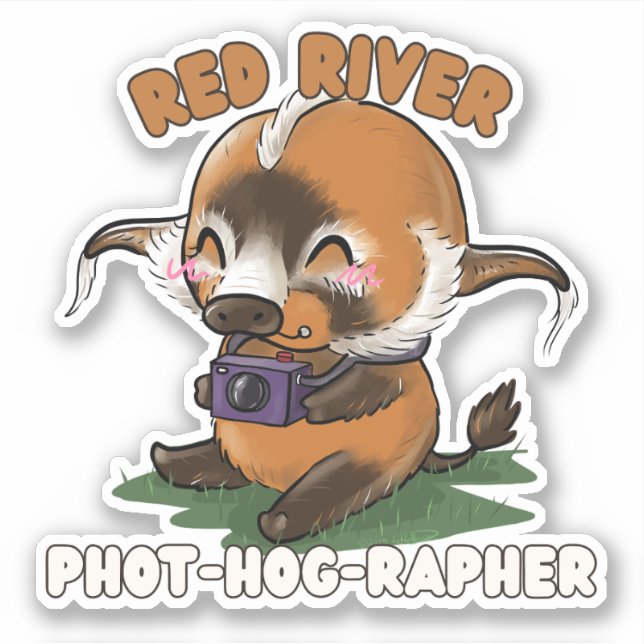 Sticker Photographe du porc de Red River (Devant)