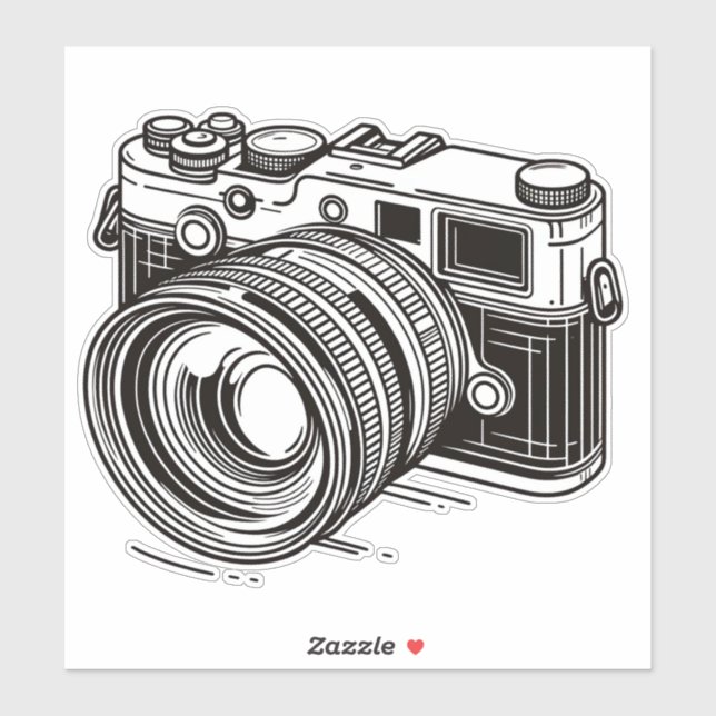 Sticker Photographe Photographe Appareil photo reflex noir (Feuille)