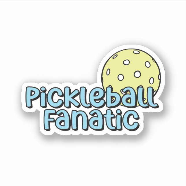 Sticker Pickleball Fanatique | Pickleball bleu et jaune (Devant)