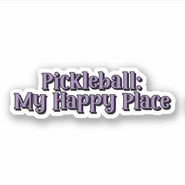 Sticker Pickleball : Mon Happy Place Texte Rétro (Devant)