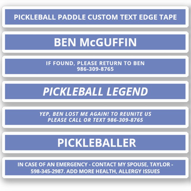 Sticker Pickleball Paddle Edge Bande Nom personnalisé ICE  (Devant)