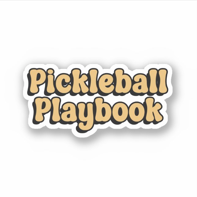Sticker Pickleball Playbook Yellow Retro Typographie (Devant)