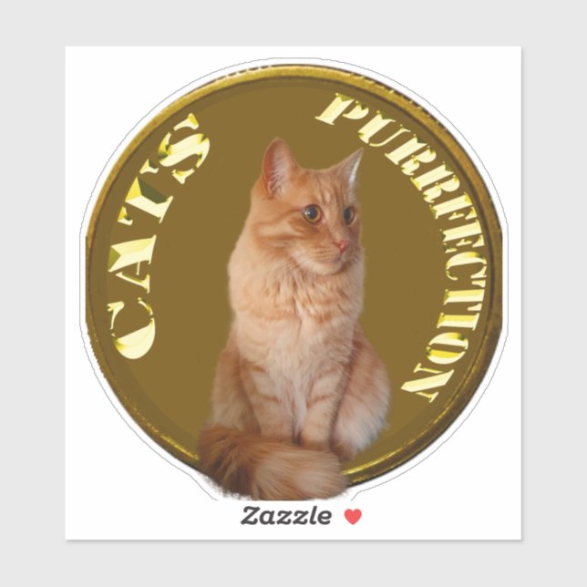Sticker Pièces De Chat D'Or Avec Chat De Gingembre, (Feuille)
