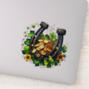 Sticker Pièces en or Lucky Horseshoe et Clover