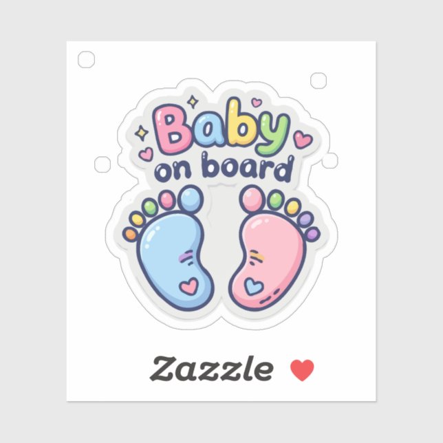 Sticker Pieds de bébé mignon à bord (Feuille)