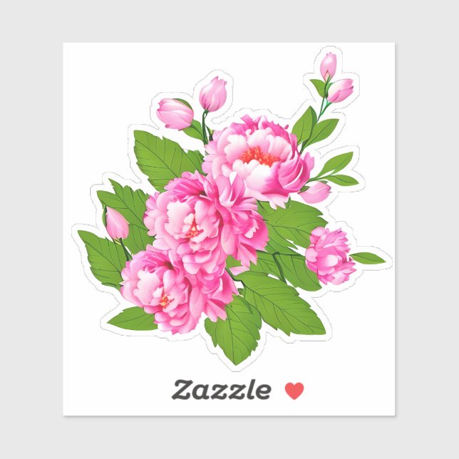 Sticker Pies roses et Feuilles verts (Feuille)