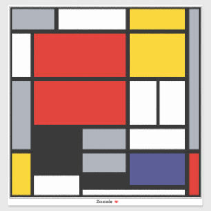Sticker Piet Mondrian, Composition avec grand plan rouge