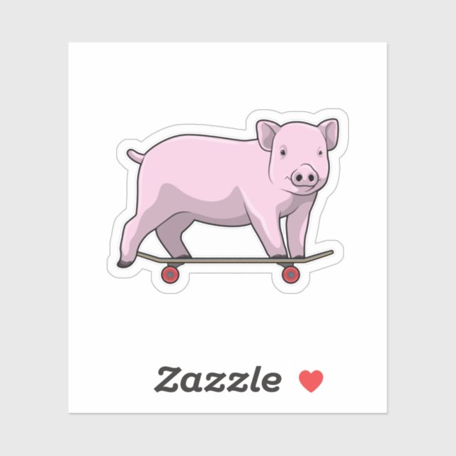 Sticker Pig as skater avec skate (Feuille)