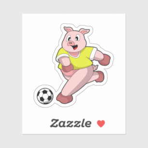 Sticker Pig comme joueur de football avec Soccer