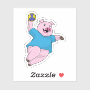 Sticker Pig en tant que joueur de handball avec Handball