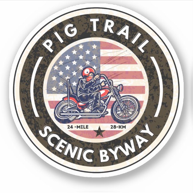 Sticker Pig Trail Pittoresque Byway arkansas moto ride (Devant)