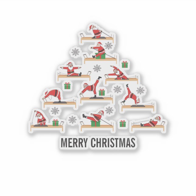 Sticker Pilates Santa Reformer Christmas (Devant)