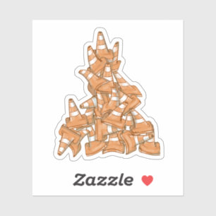 Sticker Pile de cônes de route orange