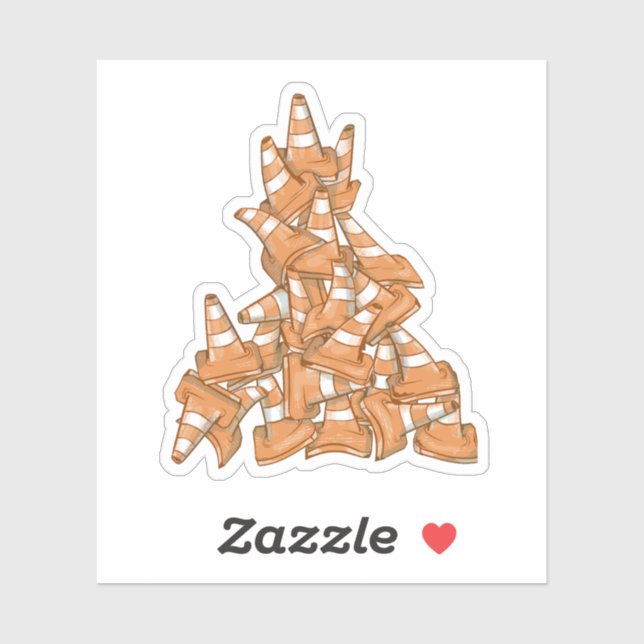 Sticker Pile de cônes de route orange (Feuille)