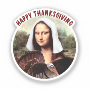 Sticker Pilgrim Mona Lisa Thanksgiving