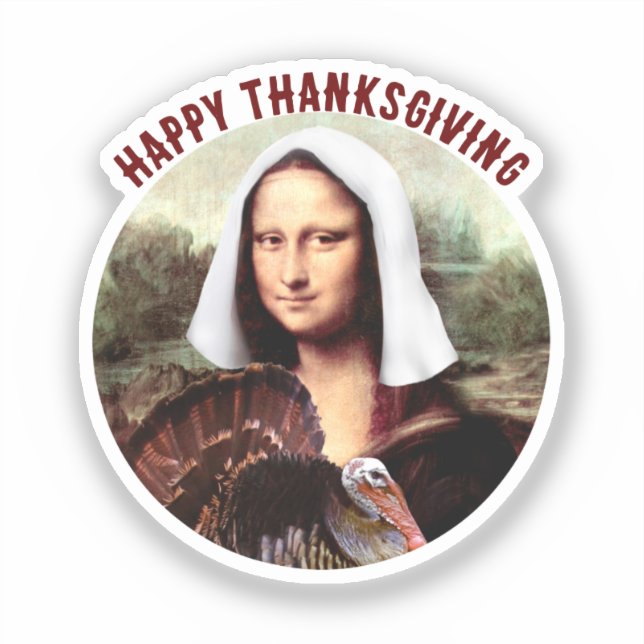Sticker Pilgrim Mona Lisa Thanksgiving  (Recto)