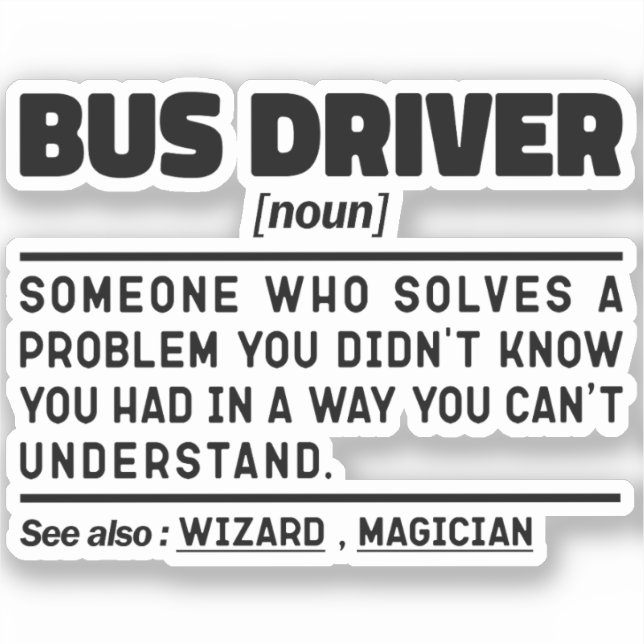 Sticker Pilote de bus Noun Définition Conduite Lover Cool  (Recto)