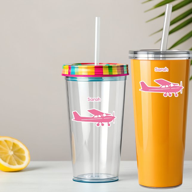 Sticker Pilote Pink Cessna Avion Nom Personnalisé Fille (Créateur téléchargé)