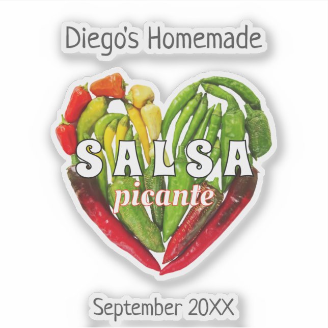 Sticker Piments piment épicé chaud coeur salsa picante (Devant)