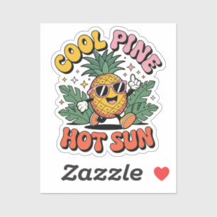 Sticker Pinède Cool Soleil Chaud Vibes Rétro Ananas Été