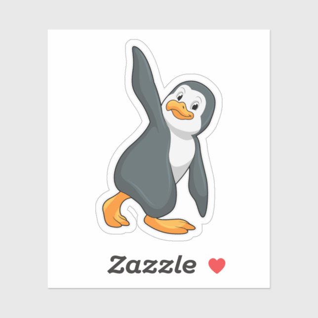 Sticker Pingouin au Yoga Exercice d'étirement (Feuille)