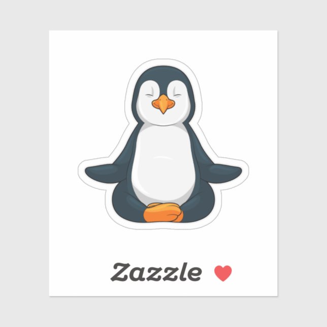 Sticker Pingouin au Yoga Fitness en Assis (Feuille)
