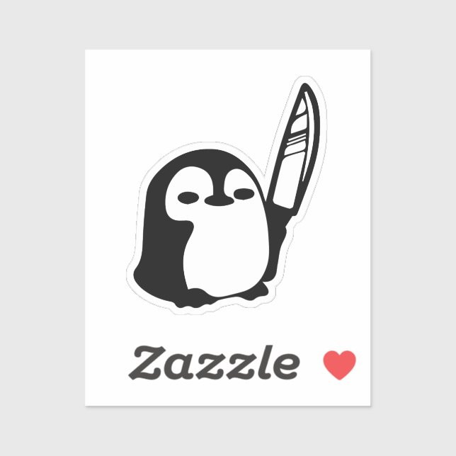 Sticker Pingouin avec couteau (Feuille)