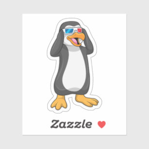 Sticker Pingouin avec lunettes
